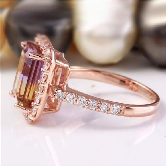 14k rose gold grade pink yellow topaz ring - Picture 3 of 8